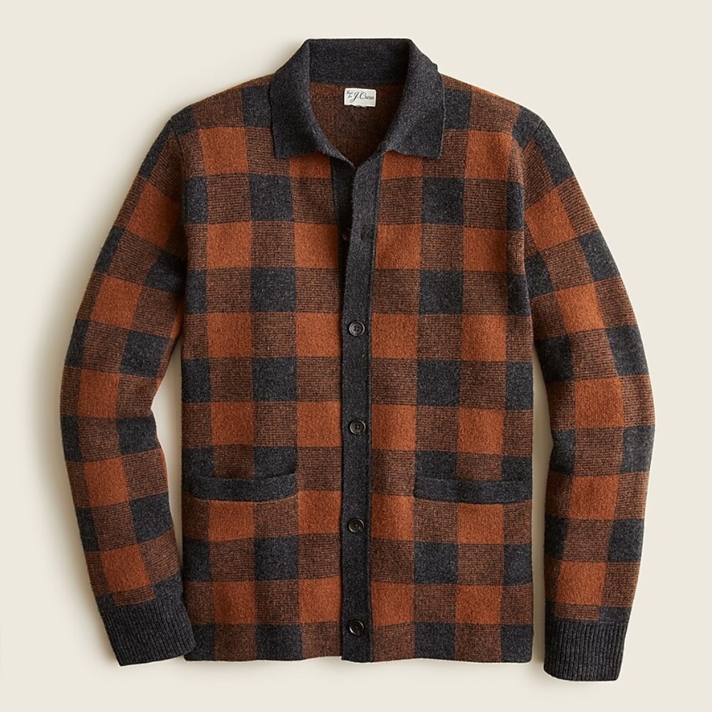 J.Crew Merino wool-blend polo cardigan sweater